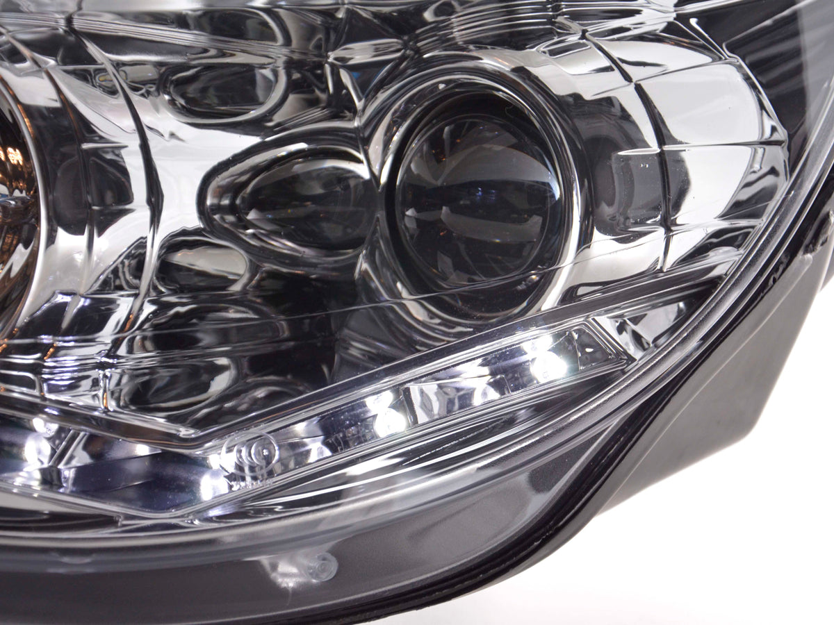 Scheinwerfer Set Daylight LED TFL-Optik VW Tiguan 07-11 chrom Scheinwerfer Set Daylight LED TFL-Optik VW Tiguan 07-11 chrom